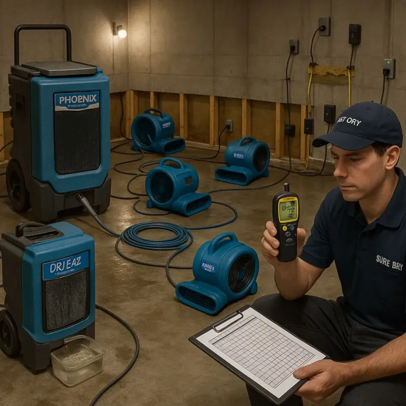 Structural Drying and Dehumidification process in Inkerman, PA